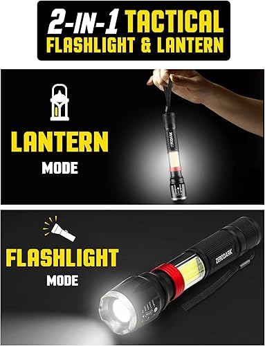 Miniatura 6 de ZeroDark Juego de 3 linternas, linterna frontal + lámpara de cabeza + linterna de campamento alimentada por pilas LED de alto lúmenes luces de