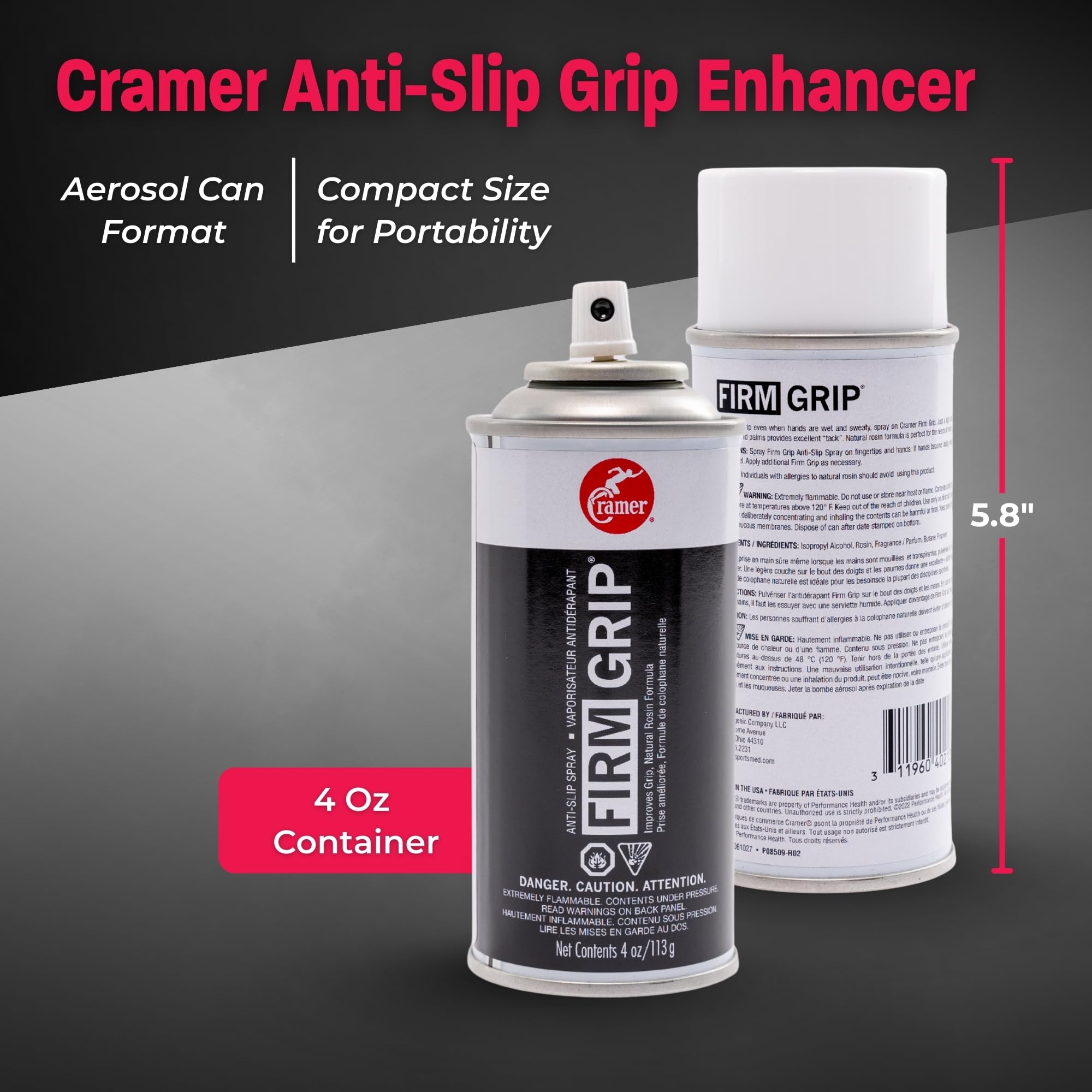 Cramer Firm Grip, Anti-Slip Grip Enhancer for Sweaty Hands & Activities Like Football, Tennis, Golf, Weightlifting, Pole Fitness & Gymnastics,  or Powder, 4 Ounce: Spray