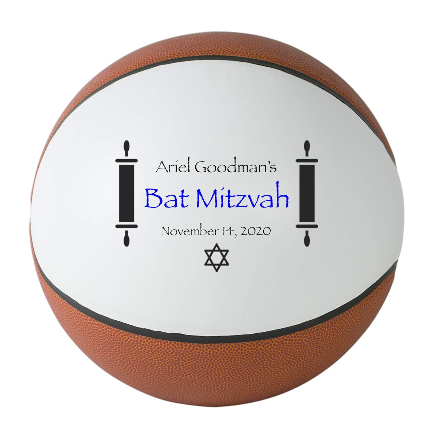 Bar Mitzvah, Bat Mitzvah Personalized Basketball, Bar Bat Mitzvah Keepsake (Bat Mitzvah Basketball, Full Regulation Basketball)