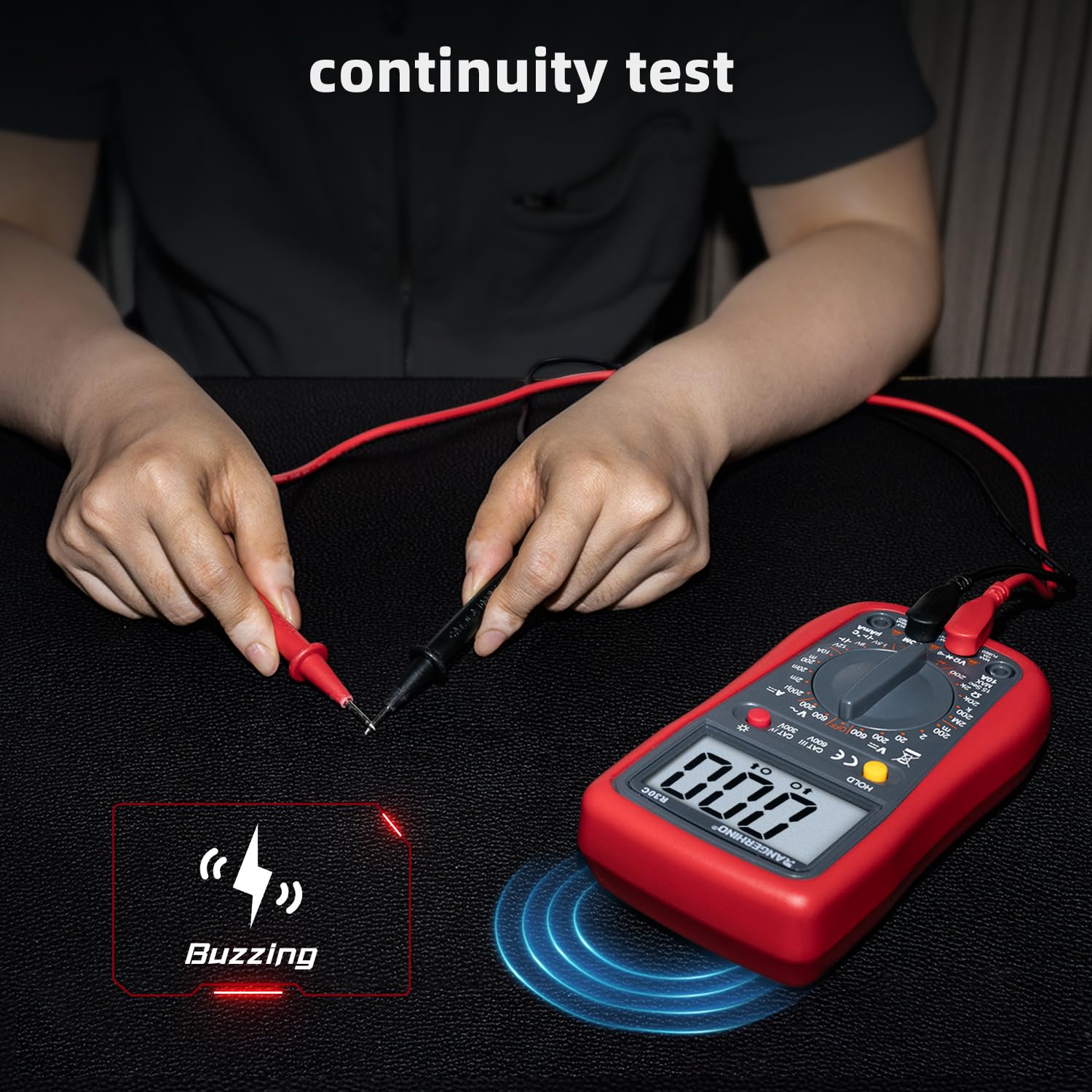 Digital Multimeter, DC AC Voltmeter, Temperature, Ohm Volt Amp Test Meter and Continuity Test Diode Voltage Tester for Household Outlet, Automotive Battery Test(Anti-Burn with Double Fuses)
