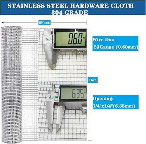 Miniatura 3 de Tamaño del paño de acero inoxidable calibre 21 12 pulgadas, 16 pulgadas x 8 pies, malla de alambre soldada de acero inoxidable 304 compatible con