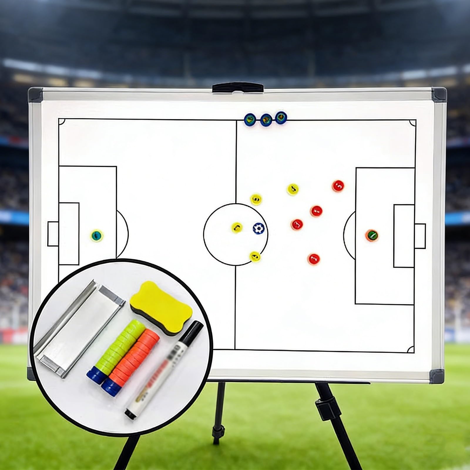 Carpeta Táctica Magnéticas de Fútbol, para Entrenadores Futbol Tablero, ​​altura Ajustable, Diseño Doble Cara, con Trípode y Bolsa de Transporte, Ideal para Entrenamientos(Backpack)