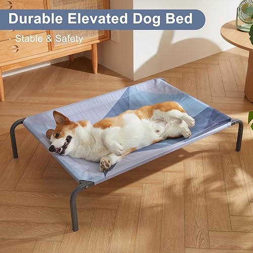 Miniatura 3 de Jiupety Cama elevada y refrescante para perros al aire libre, camas elevadas duraderas y transpirables para perros, cama hamaca portátil para