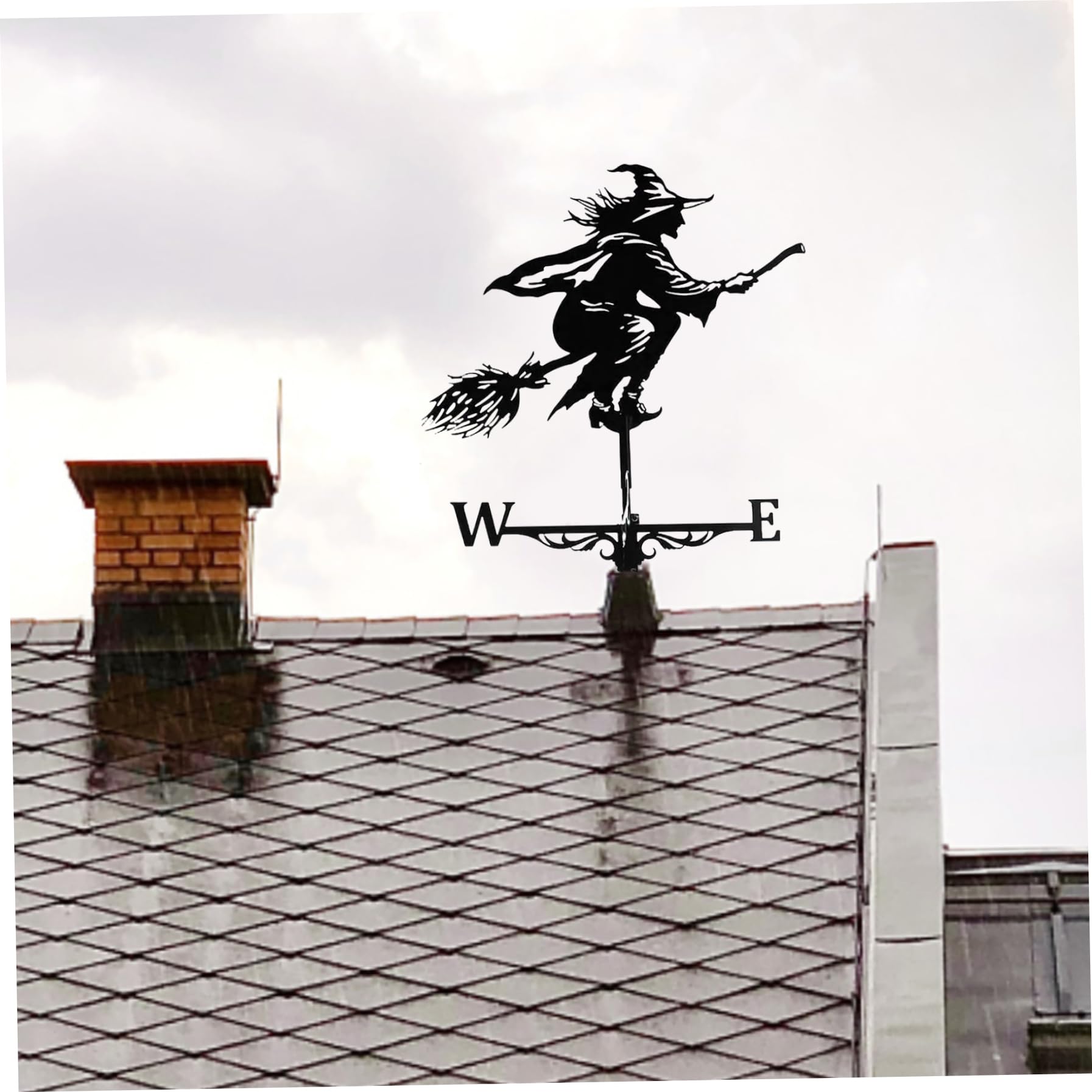 Veletas De Viento VéAno De Clima De Bruja para Cobertizo De JardíN Viento De Brujas Vane 37x60 Cm De Metal Black Hollow Viento DireccióN Indicadora Monta De Techo