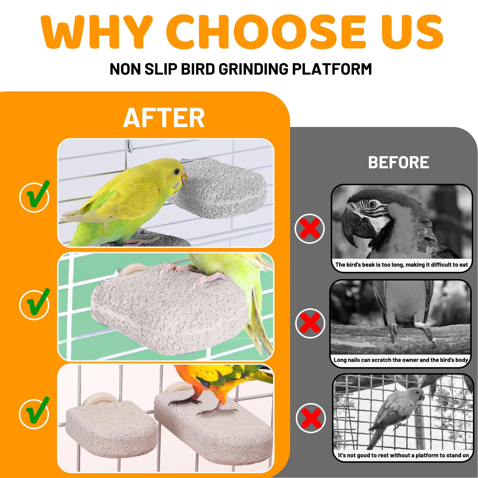 4 Pack Bird Beak Grinding Calcium Stone, Parrot Cage Perch Stand Platform Foot Claws Trimmer, Parrot Teething Stone Toy, Bird Cage Accessories for Parakeet, Hamster, Chinchilla, Small - image 5