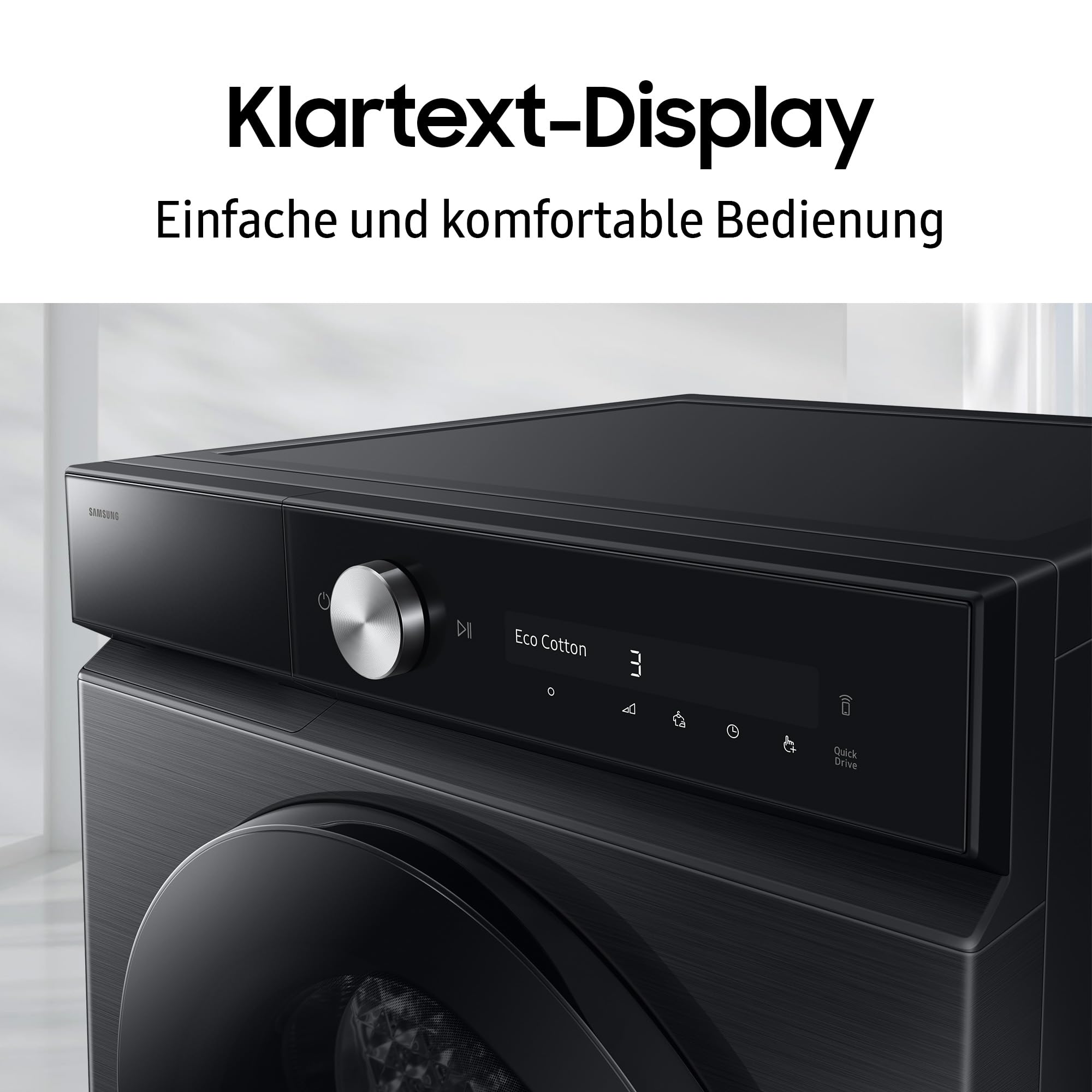 Samsung DV90DG6845LBU2 Wärmepumpentrockner DV6400D, 9 kg, EEK: A, AI Wäschetrockner mit Klartext-Display, AI Dry+ & Control, SuperSpeed, Hygiene Programm, SmartThings-App, Schwarz