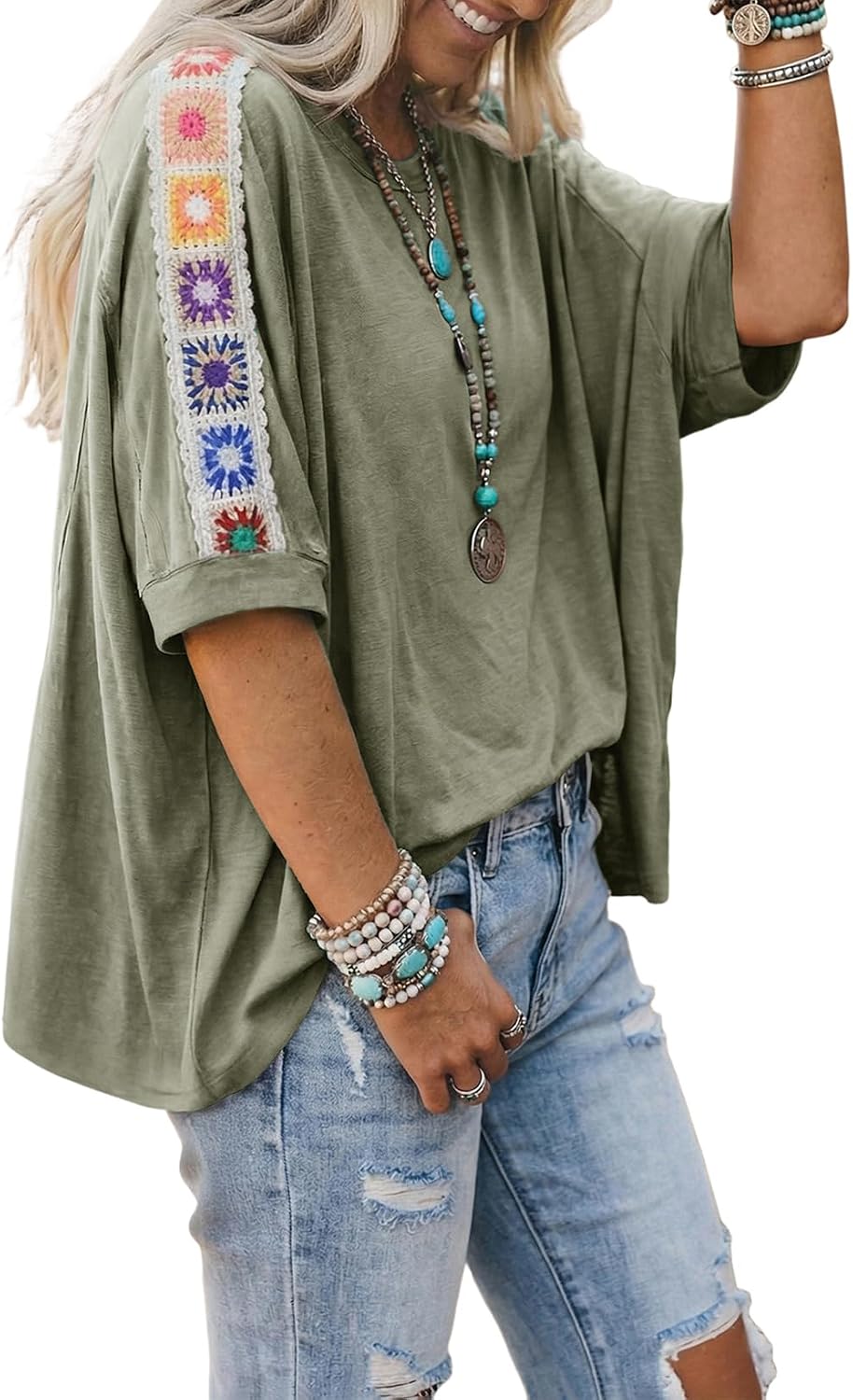 Dokotoo Women's Shirts Casual 2026 Beach Trendy Casual Summer Oversize Tops Vacation Embroidered Blouses