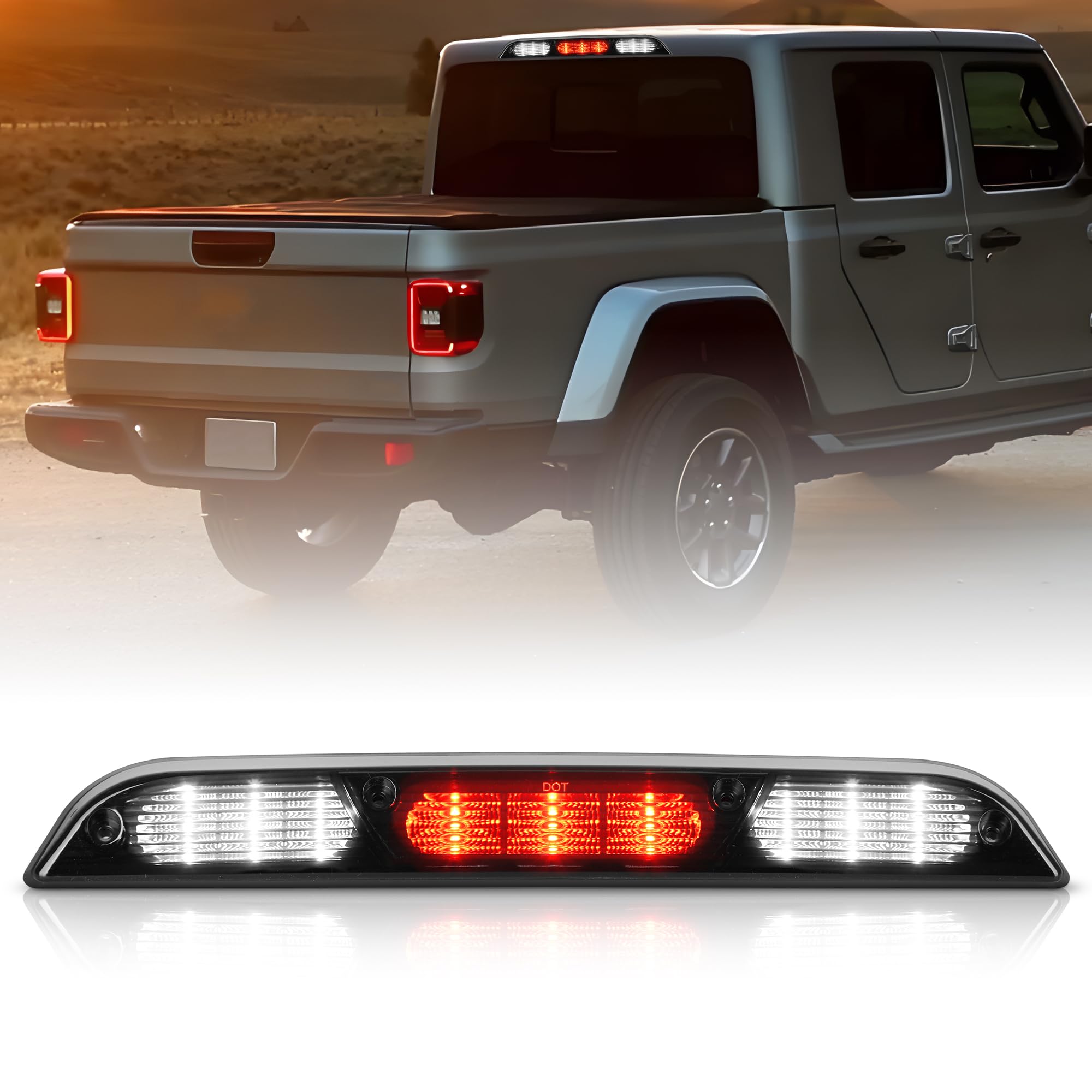 LED Third Brake Light Rear Cargo Lamp High Mount Stop Lights Compatible with 2015-2020 Ford F150/2017-2021 F250 F350 F450 Super Duty/2019-2021 Ranger Rear LED 3rd Brake Lamp (Smoke Lens)