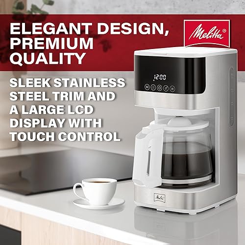 Miniatura 6 de Melitta Cafetera de goteo de vidrio Aroma Tocco  Cafetera programable  Cafetera de jarra de vidrio  Cafetera de 10 tazas  Panel de control táctil