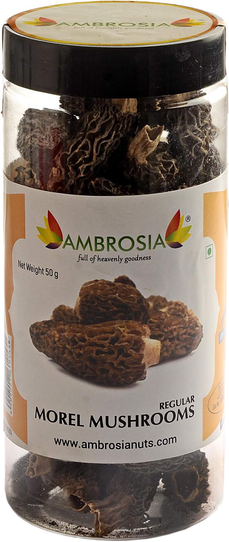 Ambrosia Dried Morel Mushrooms Regular 50g ( Gucci Mushroom) | Dark Black | Product of Himalayas