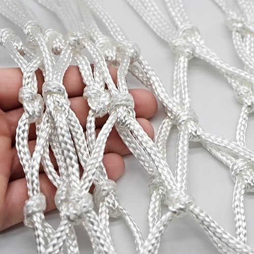 Miniatura 6 de Sanung Red de baloncesto blanca de repuesto, 12 bucles de 21 pulgadas, antilátigo profesional con bolsa de almacenamiento para competencia, redes de