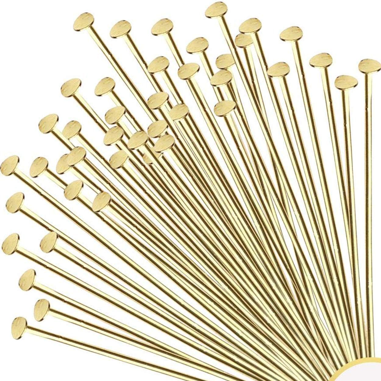 Jewelry Head Pins for Jewelry Making | Ship Straight and Unbent (150 Pieces, 3 Inches, 76mm, 22 Gauge) Flat-Head Brass Dressmaker Headpins | Jewellery Supplies Kit for Crafting Earrings and Bracelets