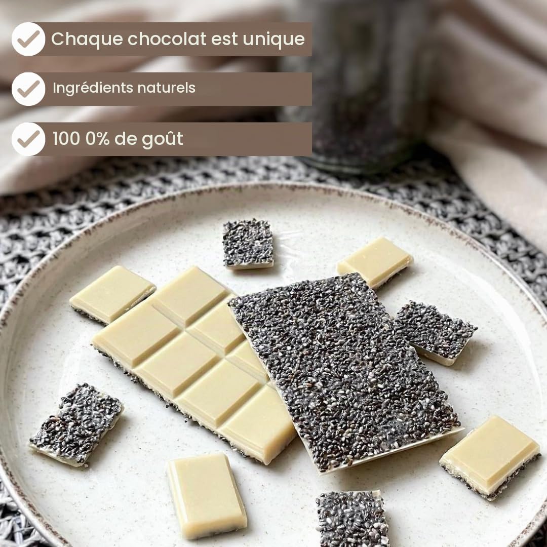 Pure Xocolate Coffret DIY Chocolat - Tablettes de Chocolat Maison - Inclus : Garnitures, Sirop d'Agave, 1 Moule Silicone, Thermomètre, Bol, Spatule - Vegan, Pauvre en Sucre, Sans Gluten ni Lactose