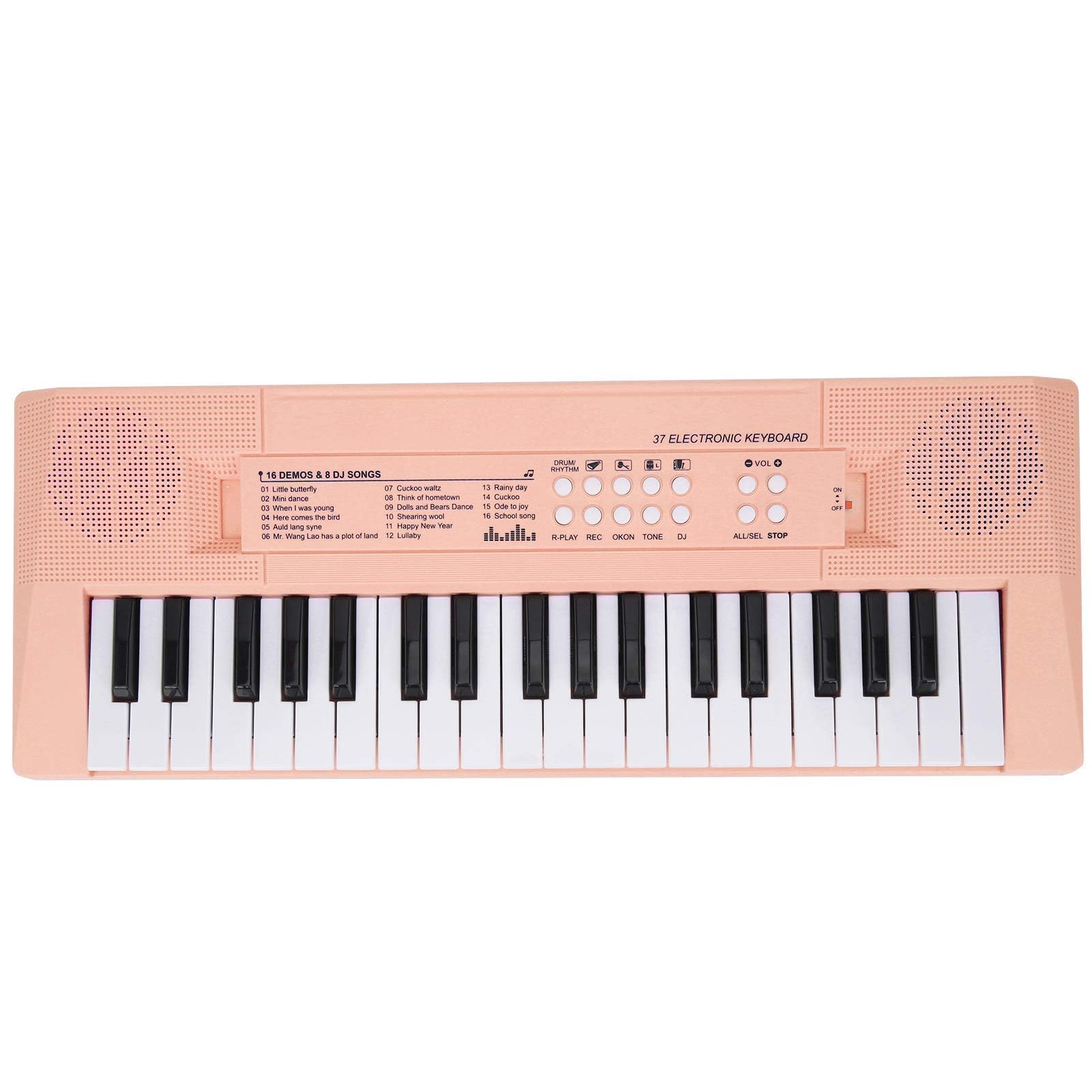 BF ‑ 3738 Musical Electric Keyboard Piano z 37 klawiszami, instrument edukacyjny do nauki klawiatury z regulowaną głośnością muzyki dla początkujących(różowy)