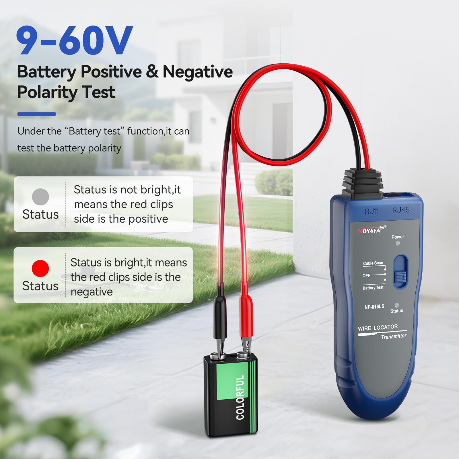 NOYAFA NF-816LS Localizzatore di Cavi Interrati - Rilevamento Cavi per Recinti Elettrici per Animali, Impianti Elettrici, Reti e Irrigazione, Batteria al Litio Ricaricabile