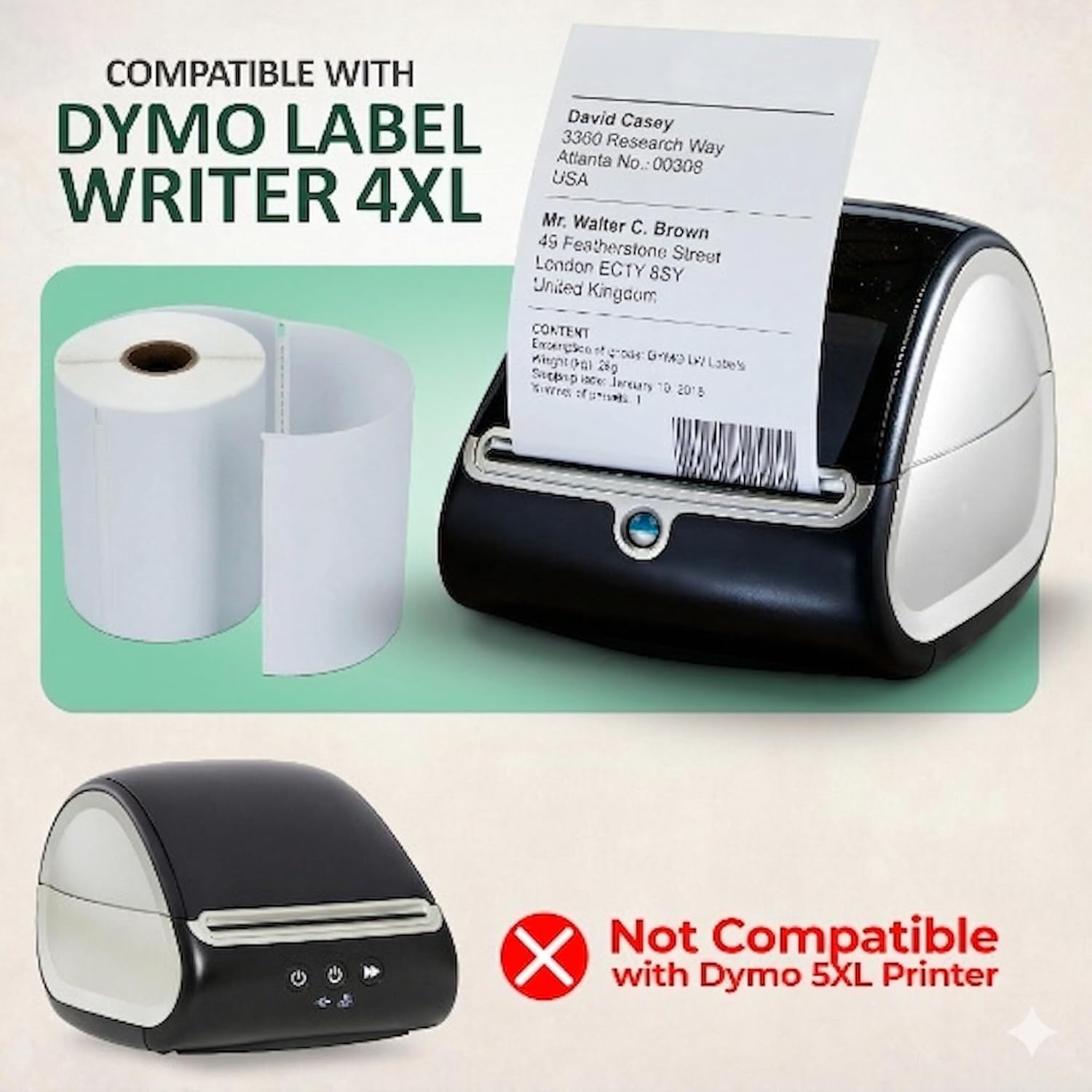 4” x 6” Thermal Shipping Labels – 220 Labels per Roll – Direct Compatible with Dymo LabelWriter 4XL, NOT Compatible with Dymo 5XL (4 Pack)