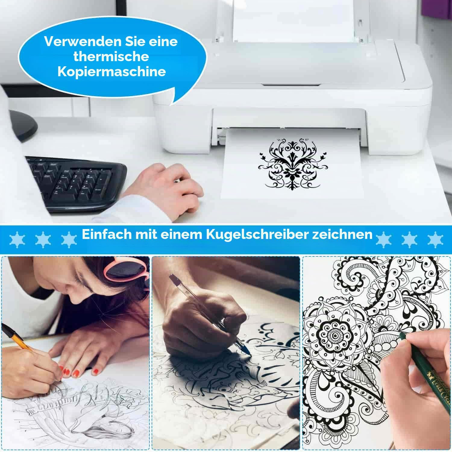 100 Blatt Tattoo Stencil Papier Tattoo Transferpapier, Transferpapier Tattoo Stencil, Matrizenpapier Tattoo zubehör Blaupause Papier Tattoo