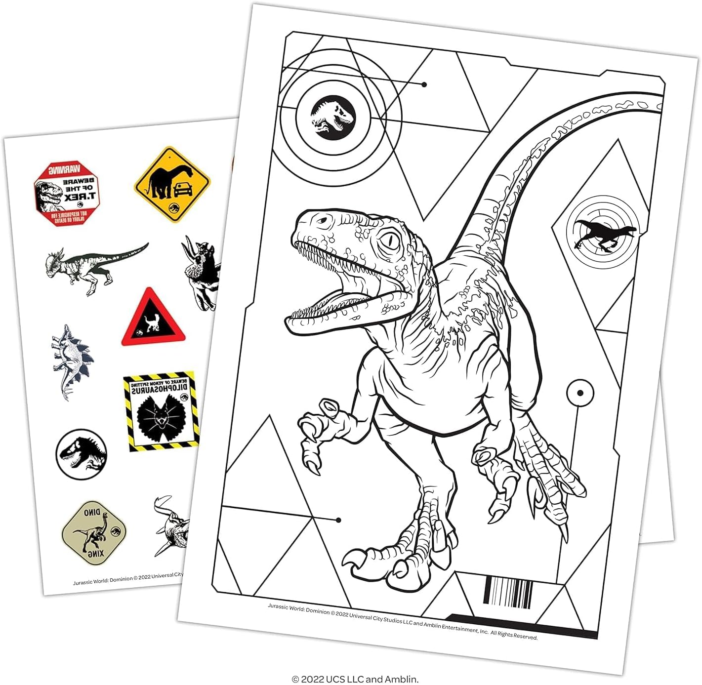 Jurassic World Coloring Book Set with Stickers and Posters (3 Books)