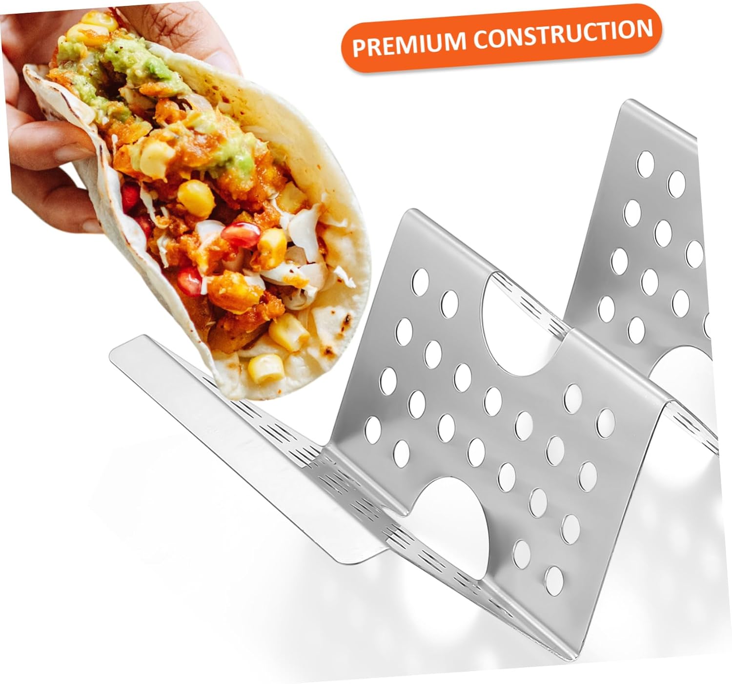 8 Pcs Stainless Steel Taco Holder with Heat-enhancing Compact Taco Racks for Upright Tortilla Baking and Serving Kitchen Stand for Family Gatherings and Restaurants