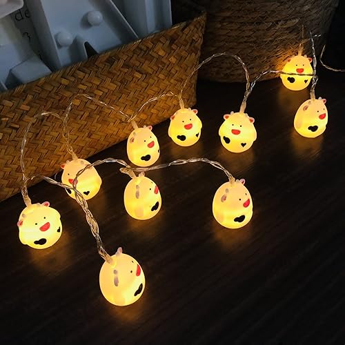 Miniatura 10 de Sezrgiu Guirnalda de luces de vaca de Pascua de 54 pies 10 luces LED de Navidad de hada de vaca que funciona con pilas para decoración del hogar