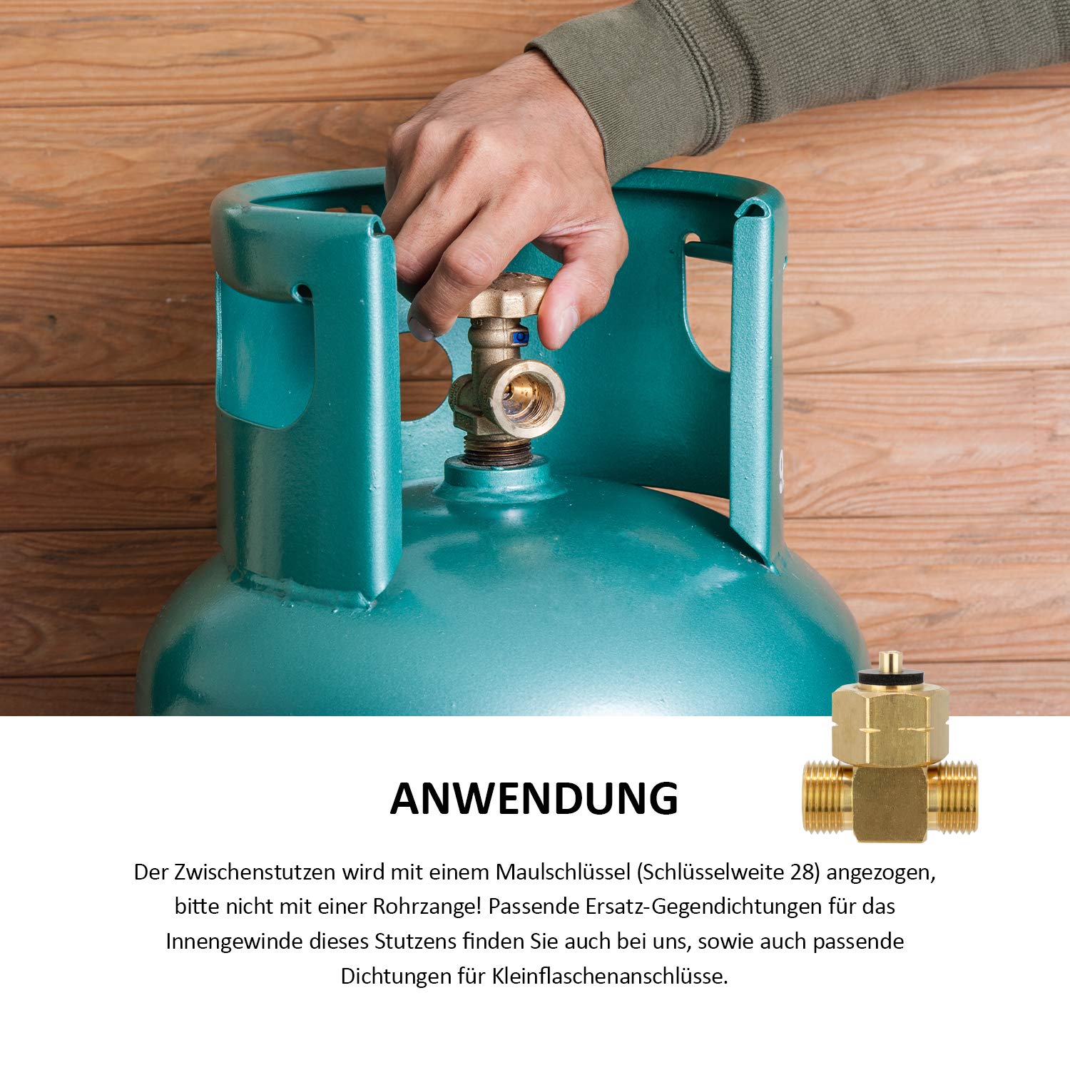 T-Stück für Gasflaschen mit Lecksuchspray 400ml, Anschlussstück für Mehrflaschenanlage und Spray zur Lecksuche bei Dichtheits- und Gasdruckprüfungen, inkl. Polybeutel