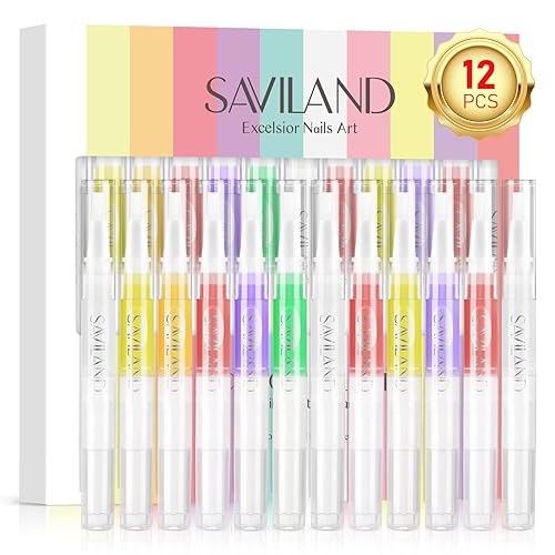 SAVILAND 12 bolígrafos de aceite de cutícula para uñas, aceite de uñas para crecimiento y fuerza, tratamiento de aceite de uñas para uñas dañadas,