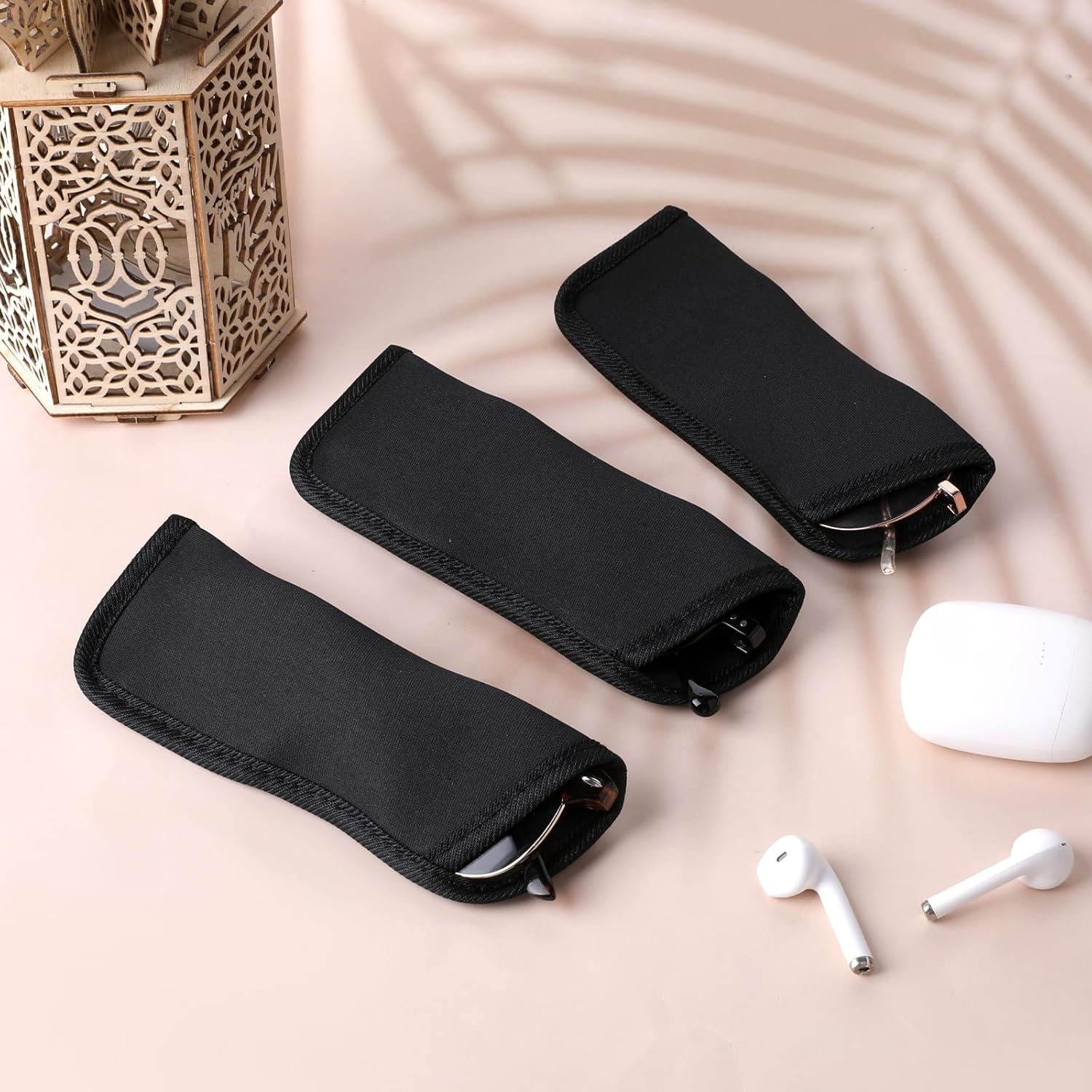 4 Pack Eyeglass Case Soft Slip in Glasses Cases Black Eyeglasses Holder Protective Case for Travel Sunglasses Case Pouch Fabric Spectacle Pouch Soft Glasses Sleeve Holder - Image 3