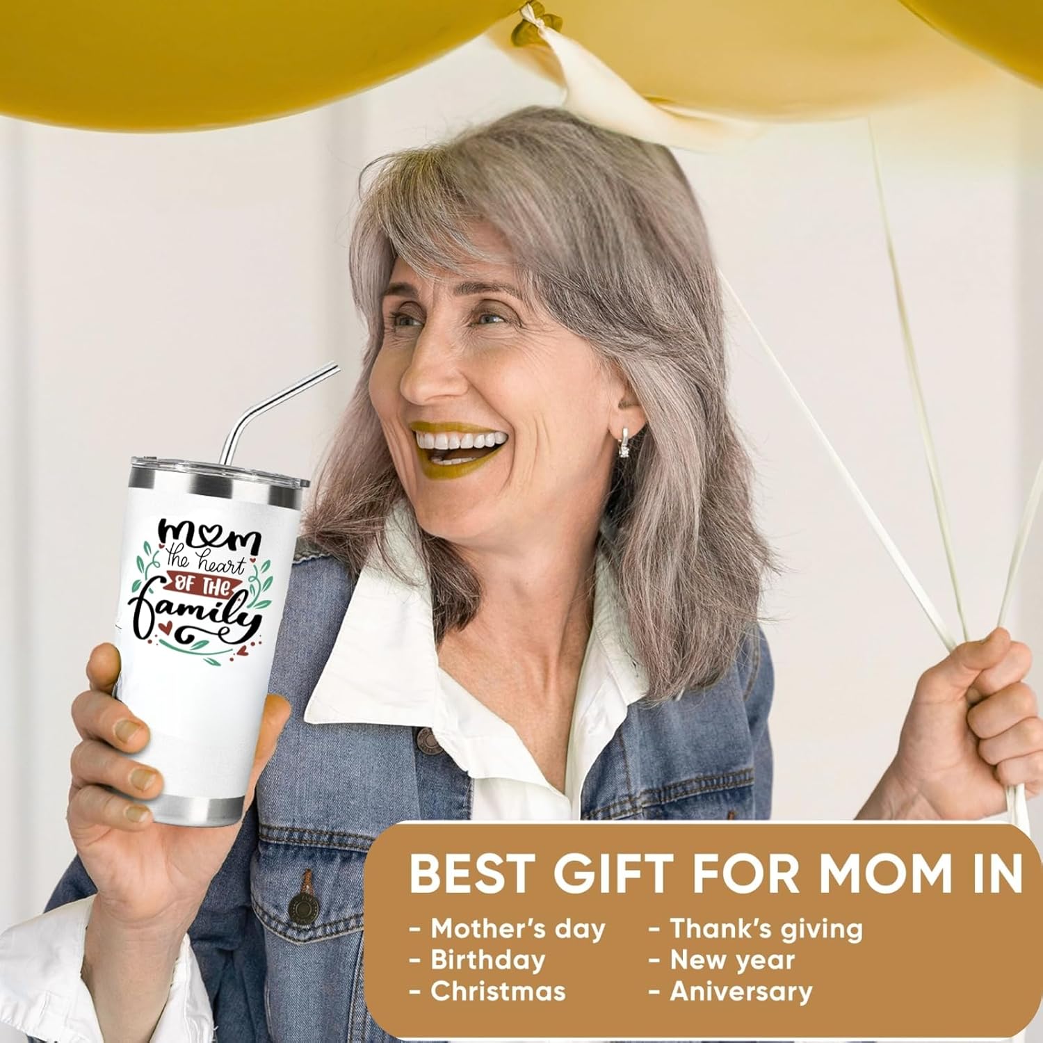 Birthday Gifts for Mom - 20 oz Stainless Steel Insulated Coffee Tumbler with Lid - Mom Birthday Gifts from Daughter Son, Mothers in Law, Mama, Grandma Gift Ideas, Tumblers for Women - Image 7