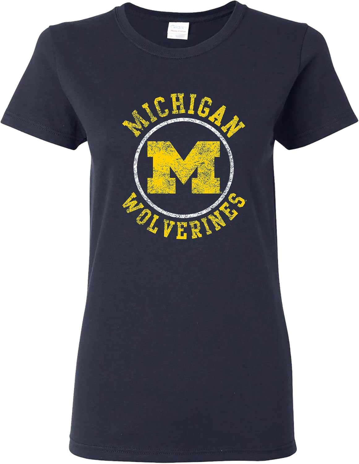 NCAA Distressed Circle Logo, Team Color Womens T Shirt, College, University