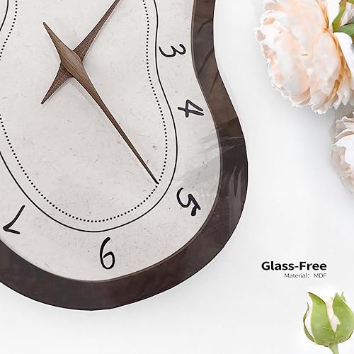 Miniatura 2 de Reloj de pared retro irregular, sin tictac, moderno, funciona con pilas, reloj de pared analógico neutro con pantalla grande, reloj marrón, relojes