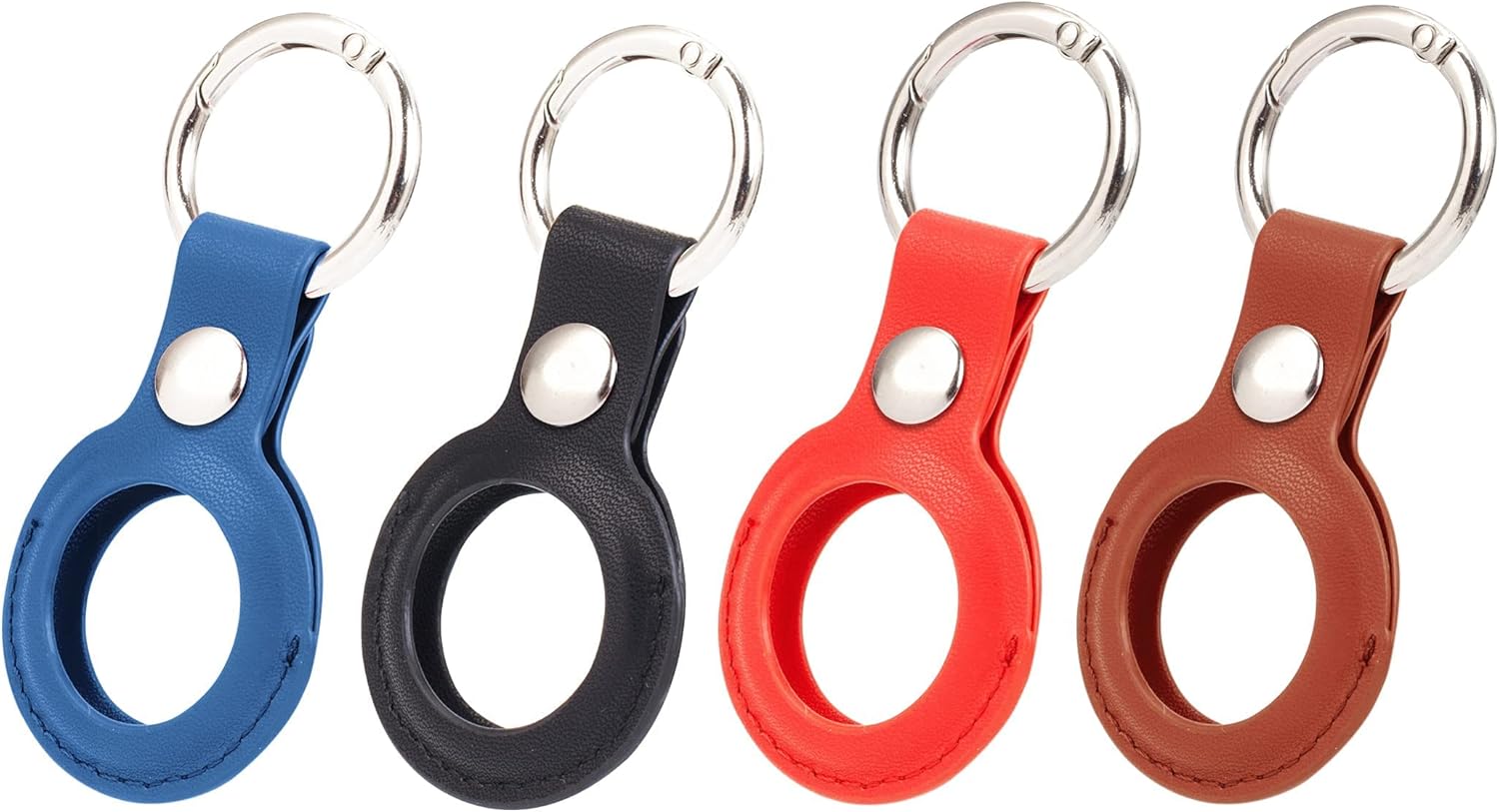 4 pack air tag case with keychain leather airtag holder cover with 8 screen protector film 4 front 4 back for apple tagmutiple color