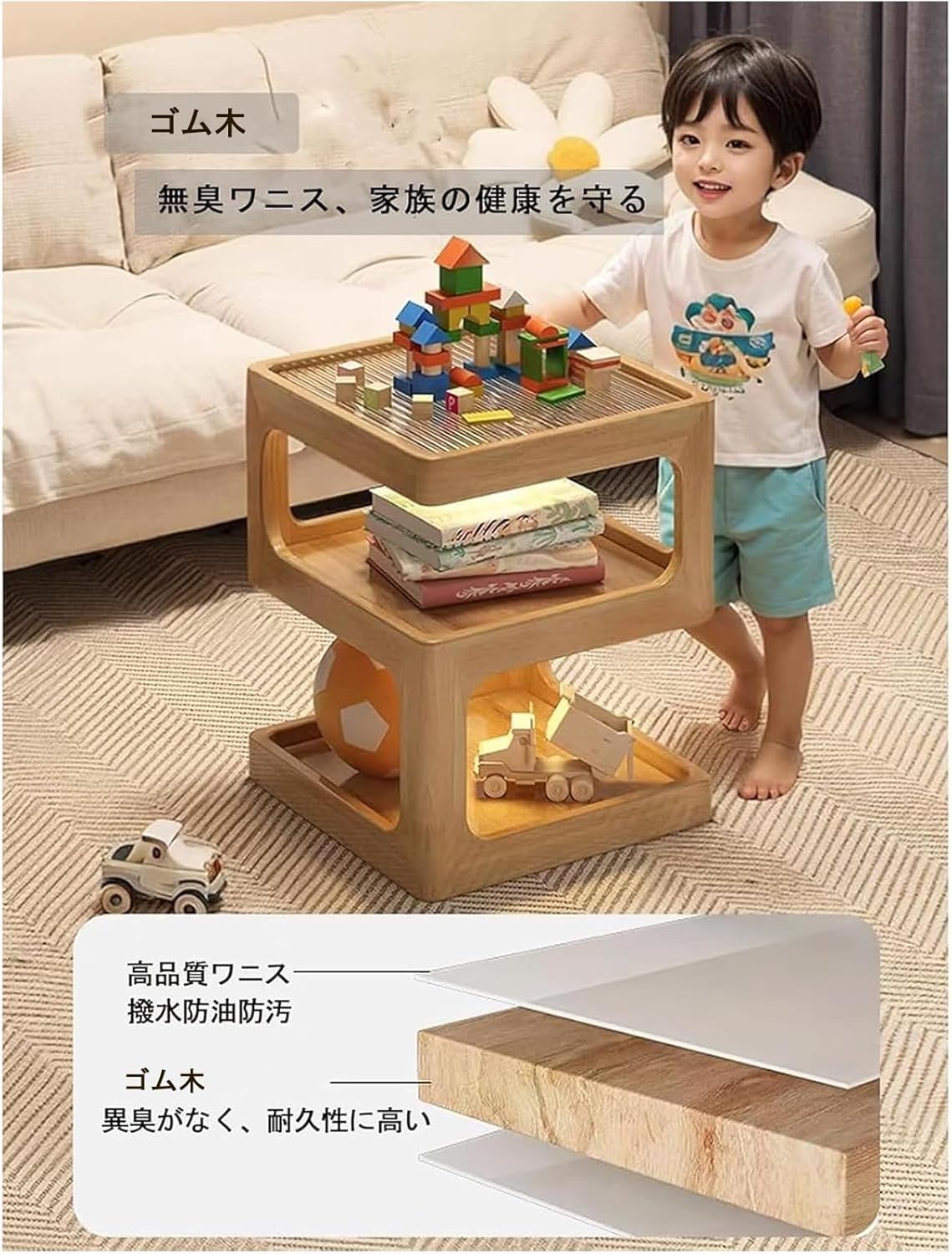 SAQIANRE］ ナイトテーブル ベッド横 ベッドサイドテーブル おしゃれ