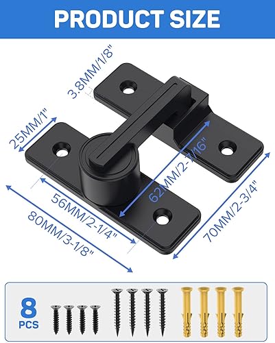 Miniatura 5 de Cerradura de puerta de granero, pestillos de puerta, pestillo de seguridad para puerta, cerradura de cerrojo de puerta de aleación de zinc