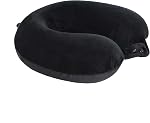 Oreiller de cou de voyage, oreiller en mousse de mémoire supérieure pour le soutien de la tête, idéal pour les avions, les voitures et les inclinateurs à domicile, réglables et doux (noir)