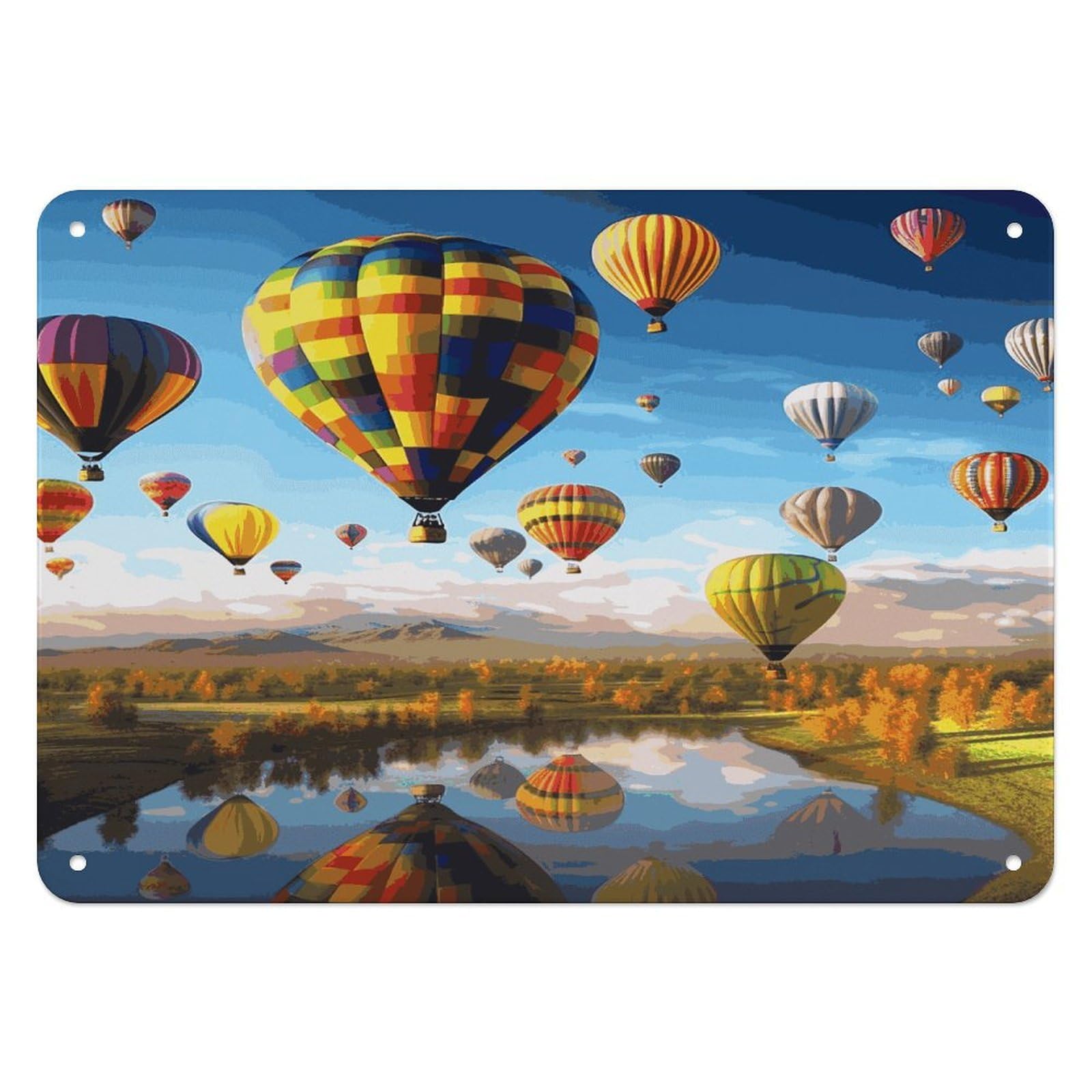 Btcowzrv Style Hot Air Balloons Metal Sign, 5.5" X 7.9" Tin Wall Decor, Wall Art Plaques For Home Wedding Decor Room Living Room Decoration