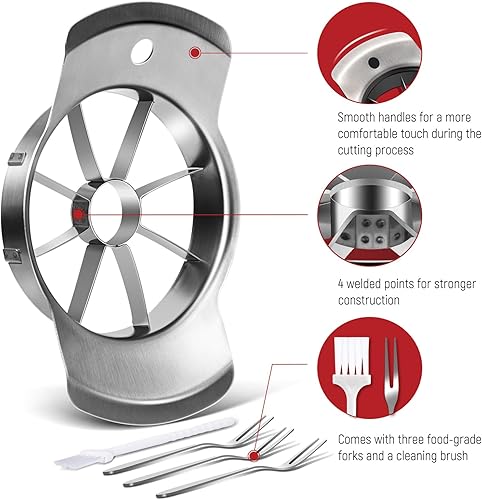 Miniatura 2 de Cortador de manzana de acero inoxidable, 8 rebanadas, hoja afilada