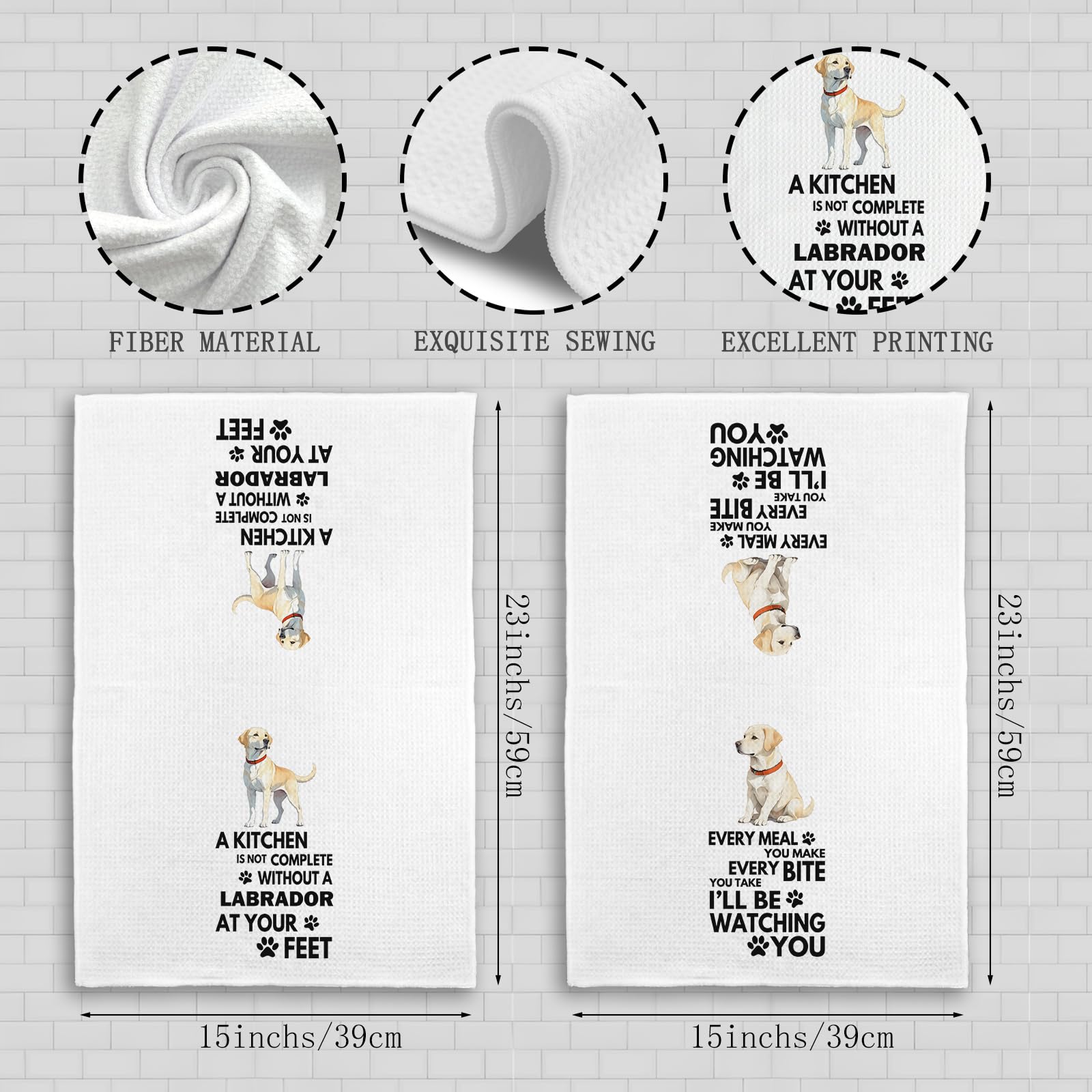 Labrador Retriever Kitchen Towels, 16x24 Inch, Modern, Polyester, Yellow Lab Gifts, Labrador Retriever Dog Hand Dish Tea Towels for Kitchen
