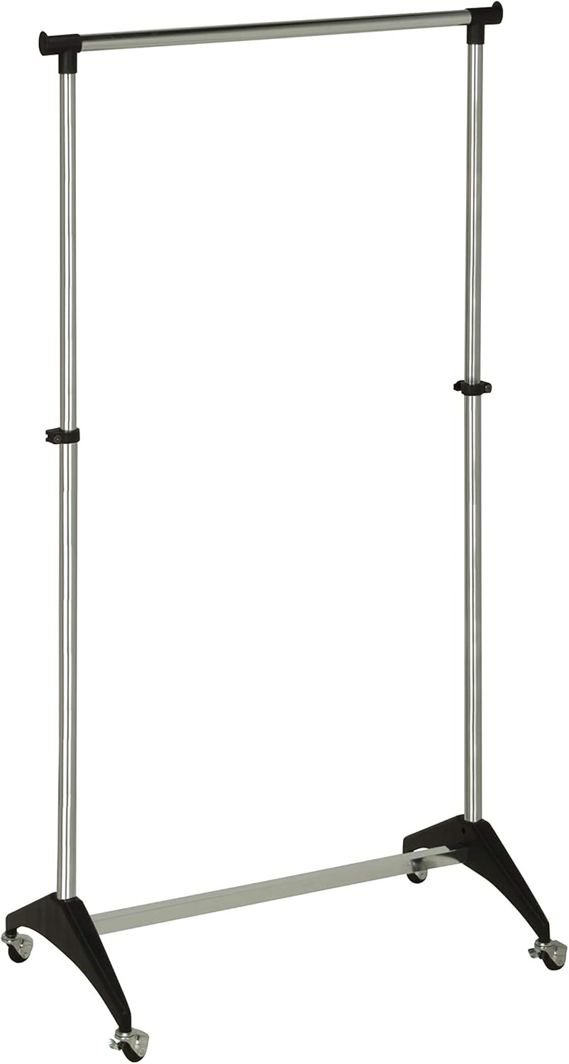 HoneyCanDo GAR03535 Adjustable Expandable Garment Rack with Locking Wheels, Up to 66Inch