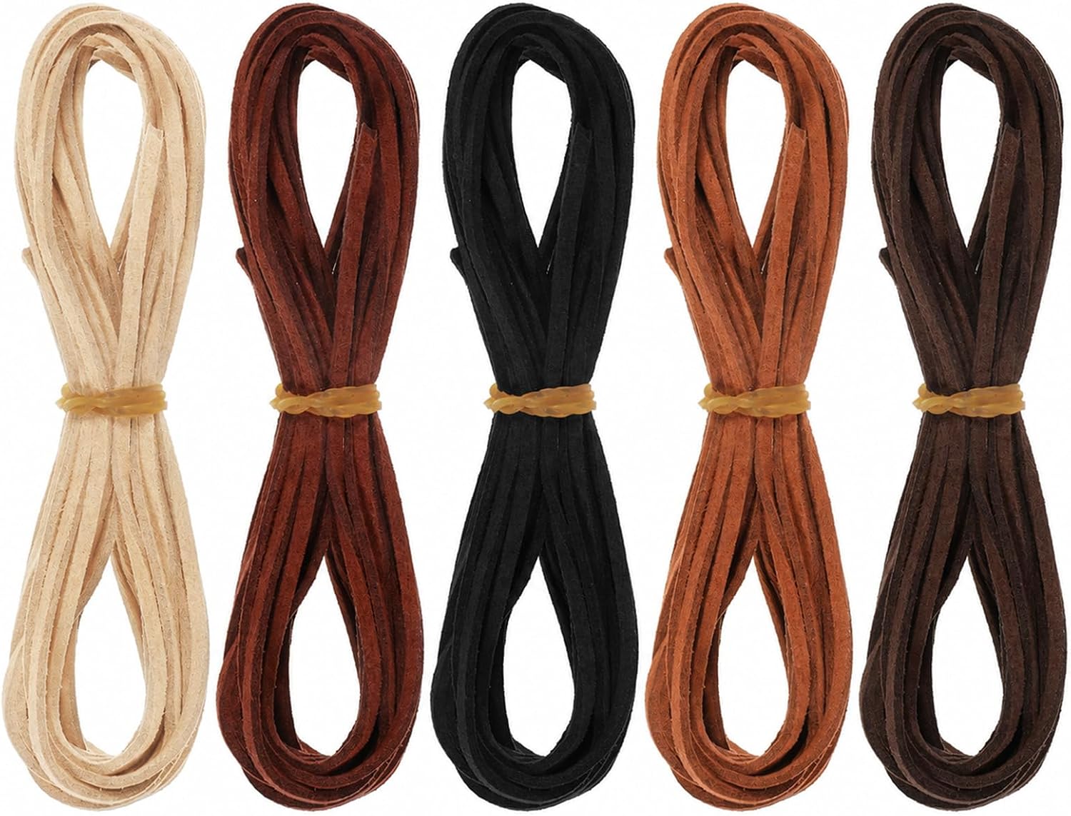 Thinp 5 Rolls Thin Leather String Cord for Jewelry Making, 2mm, 5 Colors