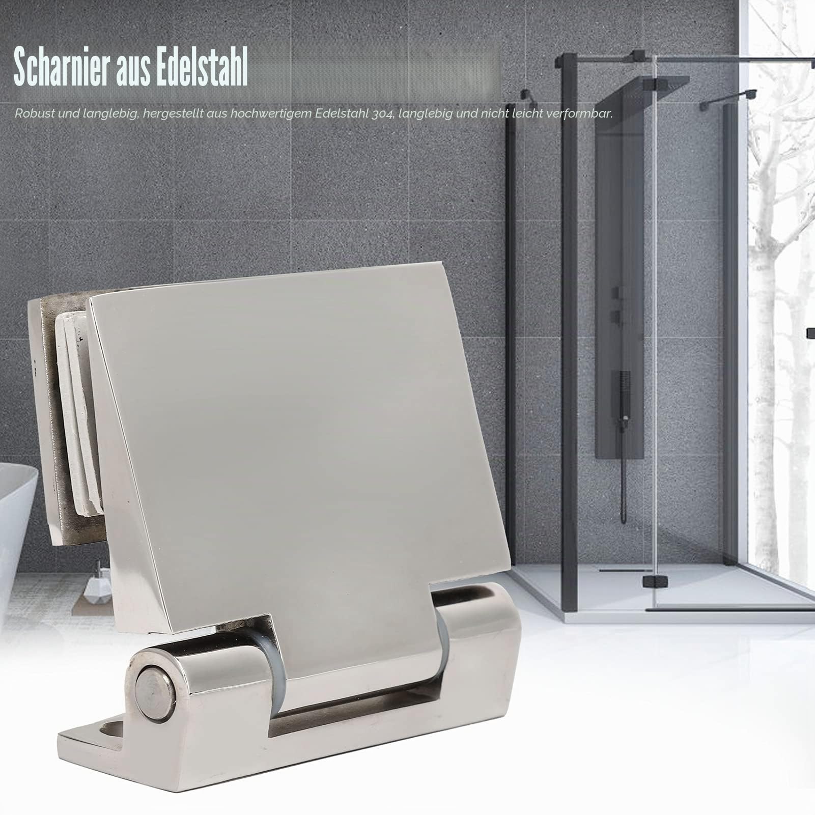 URRNDD Edelstahl Scharnier, Einseitiges Scharnier für Glastür und Fenster