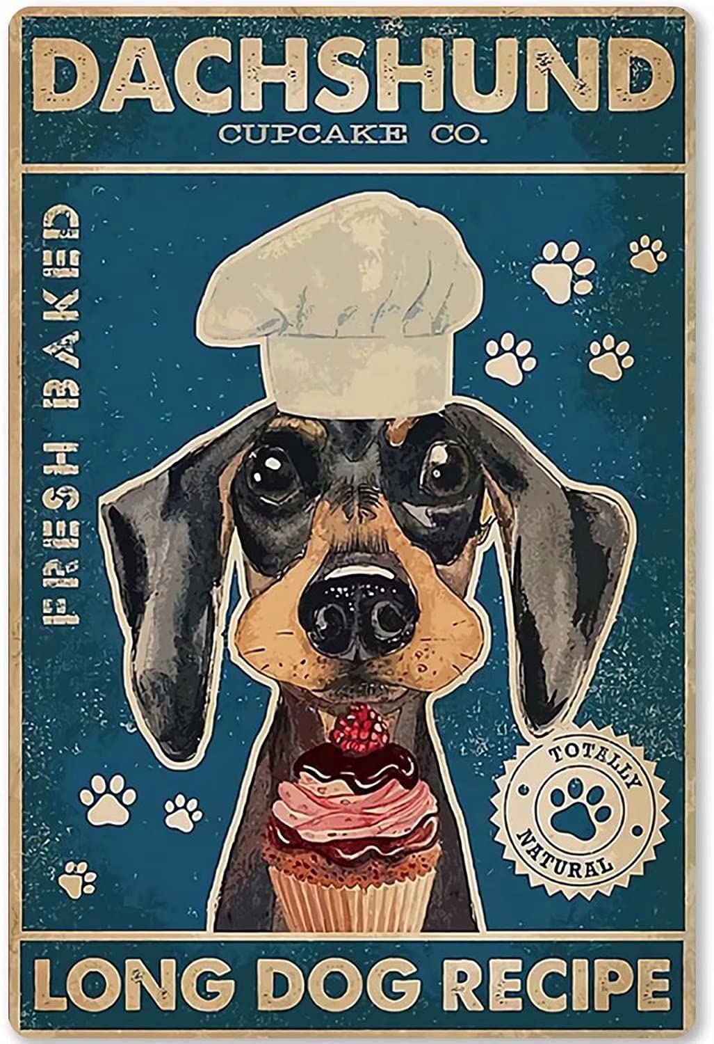 Dachshund Cupcake Co Metal Signs, Fun Poster For Bar Kitchen Cafe Farmhouse Wall Decor 12x16 inch