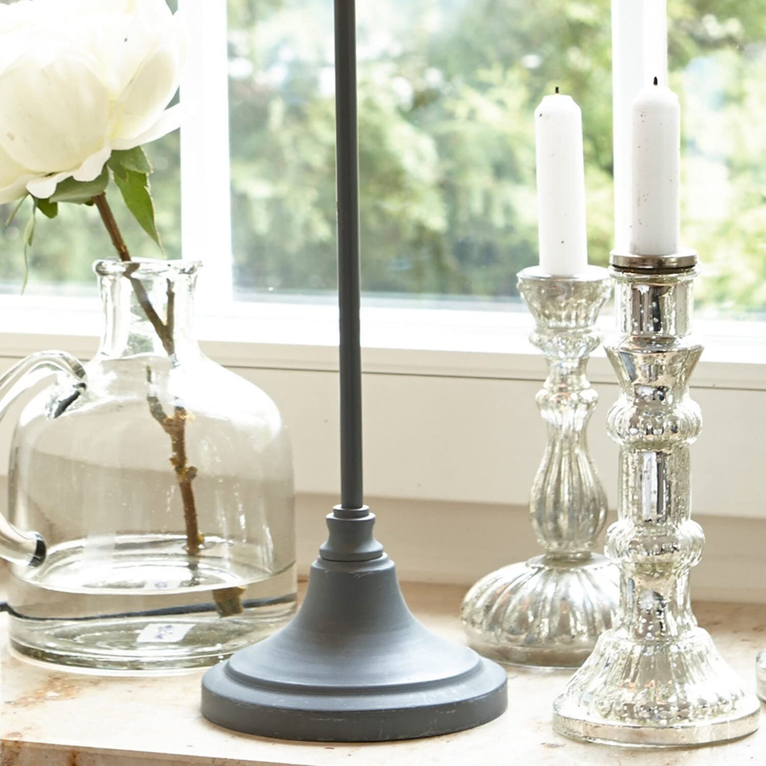 LOBERON Swindon Lampada da tavolo - Design classico - Bella anche in coppia, beige/grigio