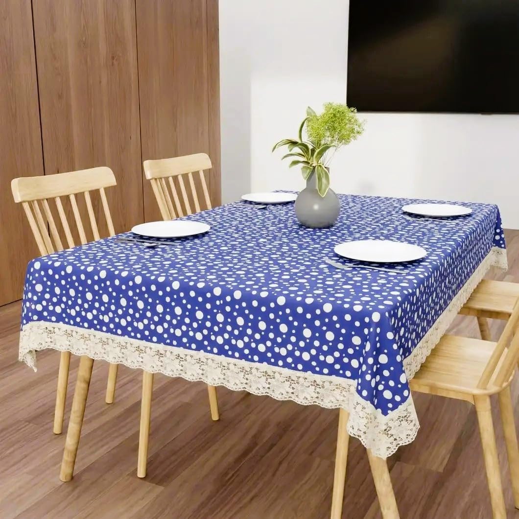 ZITIN Blue Bindi Design Dining Table Cover | BLUE BINDI DESIGN DINING TABLE COVER-image-3