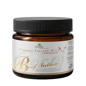 Dr Joe Lab COCOJOJO Whipped Tallow Balm Advance Micronized Grass-Fed Tallow Moisturizer for Face & Body Hydration with Jojoba Oil, Squalane Oil, Honey, Beeswax, Vitamin C 4 oz