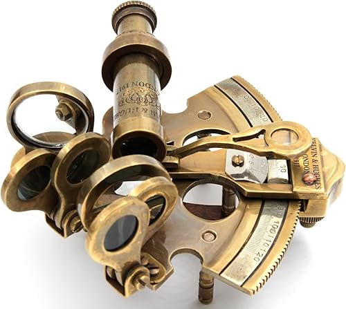 Miniatura 5 de Instrumento de navegación del astrolabio del barco de latón sólido sextante de bronce náutico