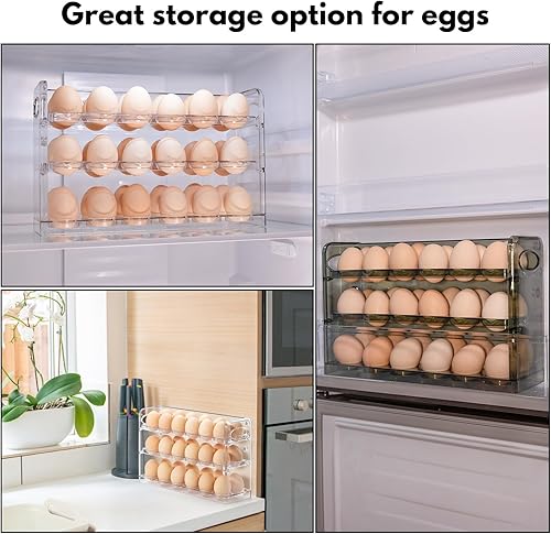 Miniatura 2 de Soporte para huevos para 36 huevos, almacenamiento de huevos para refrigerador, contenedor de huevos de PET para encimera de cocina, dispensador de