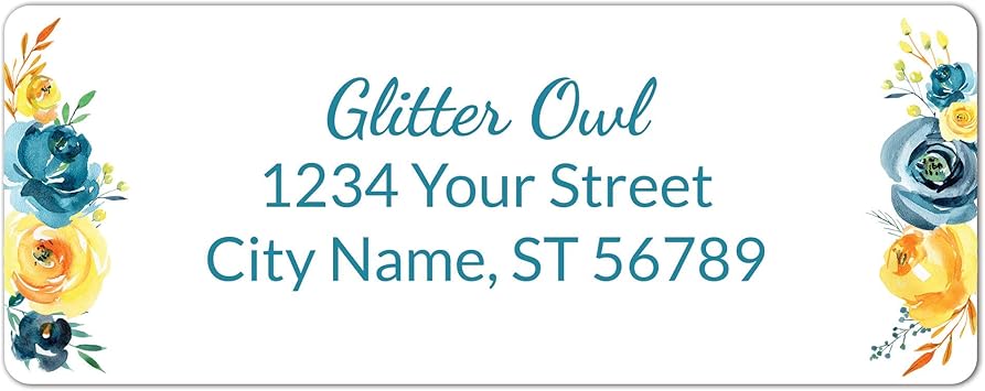 Personalized Return Address Labels Floral - Set of 120 Custom Mailing Labels for Envelopes, Self Adhesive Flat Sheet Rectangle Personalized Name ...