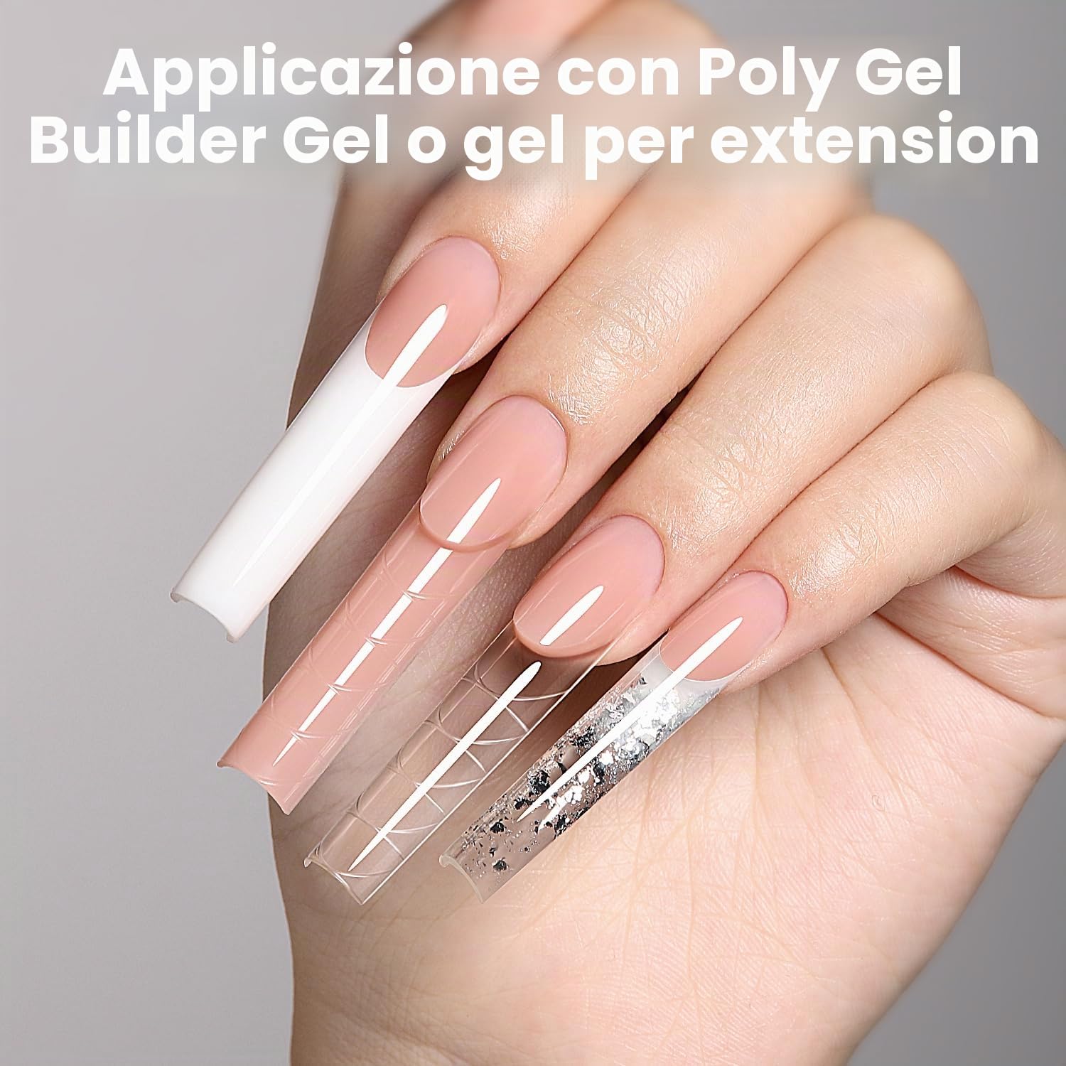 YOKEFELLOW - Set di 240 stampi per unghie trasparenti, per nail art salone (W558-Almond)