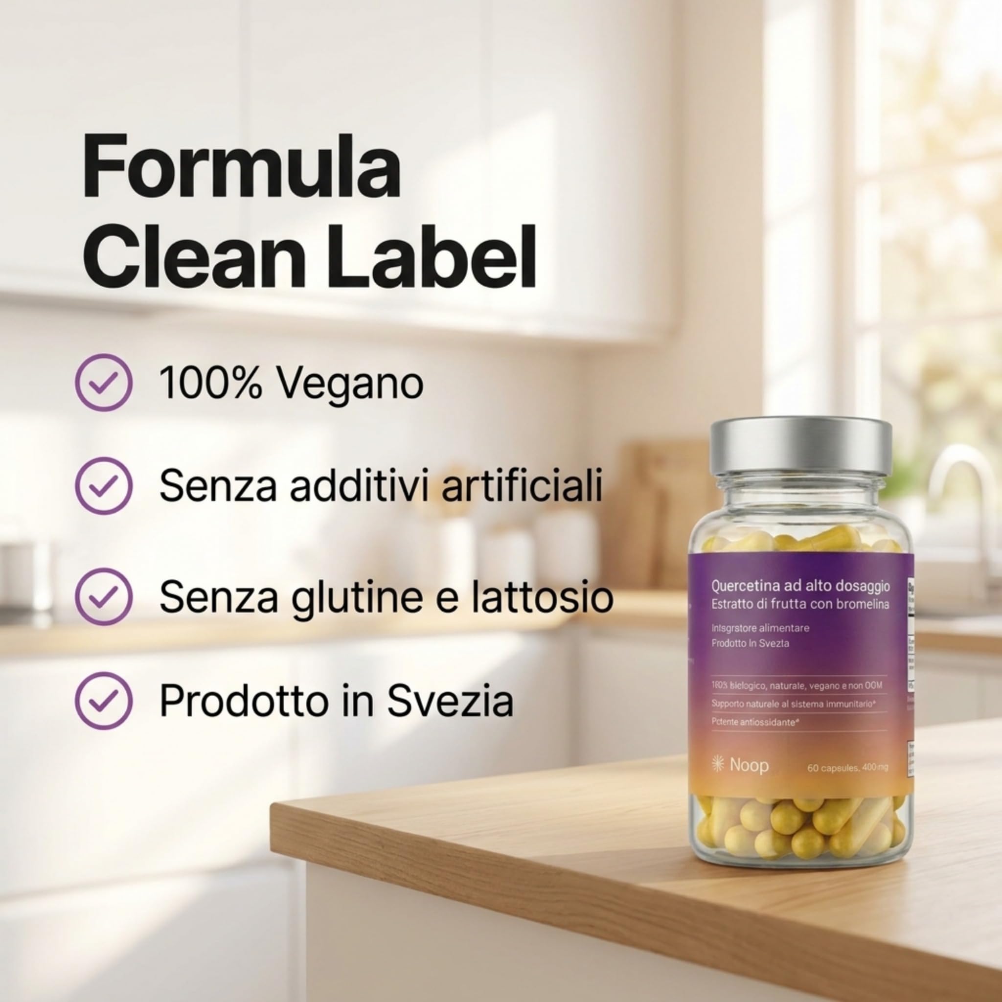 NOOP Quercetina estratto di frutta ad alto dosaggio con bromelina – Booster immunitario naturale e antiossidante per una maggiore vitalità, migliore assorbimento – vegano e test di laboratorio