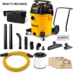 DEWALT DXV16PA 16 Gallon Poly Wet/Dry Vac/Acc, 6.5HP Shop Vacuum Wet/Dry for Jobsite/Workshop, Yellow